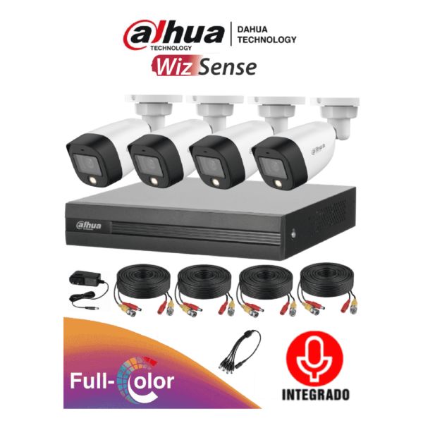 KIT 4 CAMARAS DAHUA 2 MPX VISIÓN NOCTURNA COLOR (LISTO PARA INSTALAR) NO INCLUYE DISCO DURO