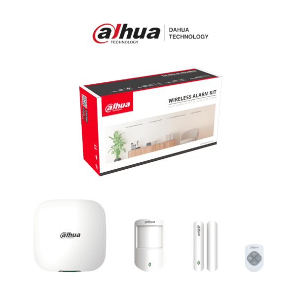 KIT DE  ALARMA DAHUA WIFI 1 SENSOR DE MOVIMENTO 1 SENSOR DE APERTURA 1 CONTROL REMOTO. LISTA PARA INSTALAR